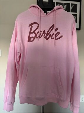Barbie Pink Logo Hoodie Sweater - Women's L